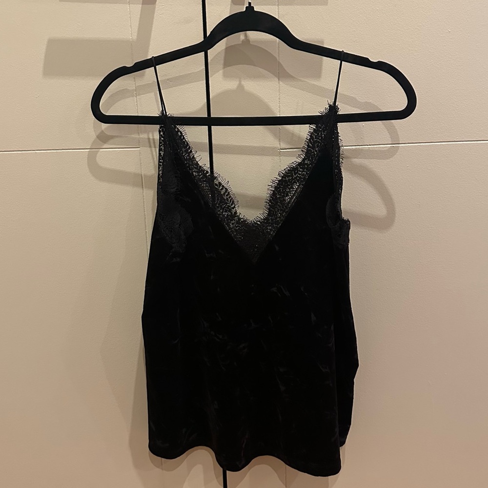 Zara Black Lace Trim Cami Top